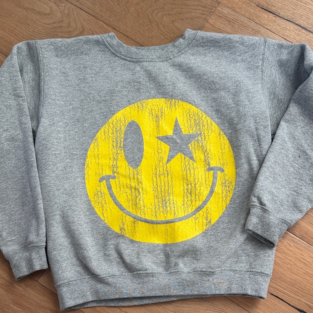 Prince Peter Collection Gray Sweatshirt with Yellow Star Smiley